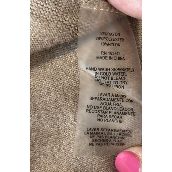 Aedan Colorblock Oversized Sweater Soft Stretch Knit Medium Beige Black Cream - Picture 10 of 10